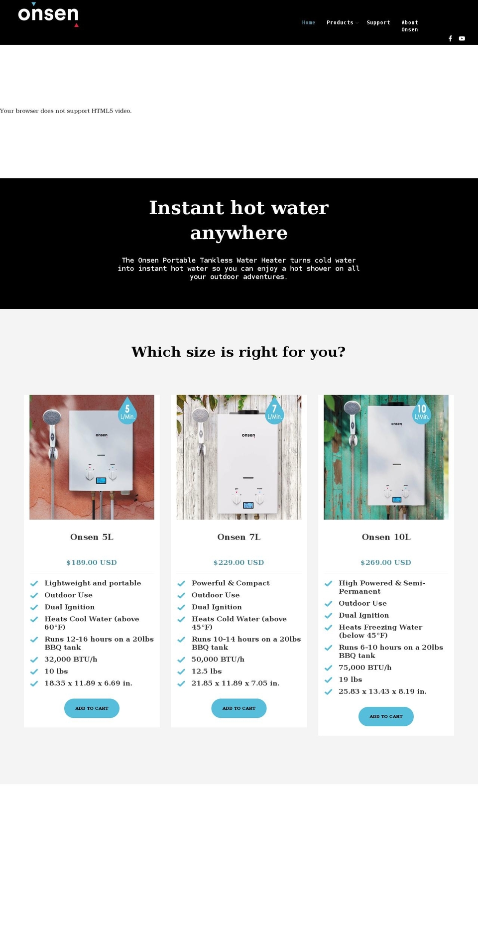 onsenproducts.com shopify website screenshot