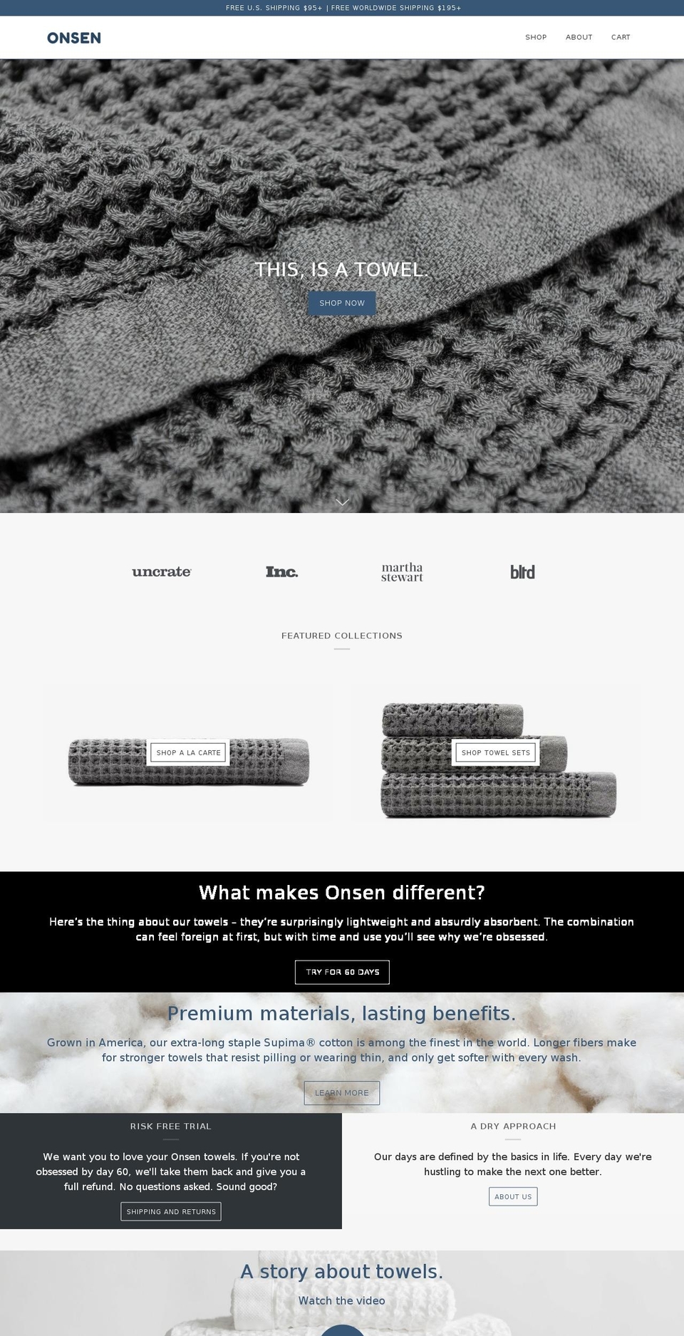 onsentowel.com shopify website screenshot