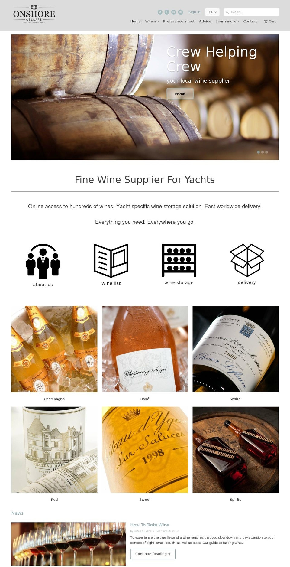 onshorecellars.com shopify website screenshot