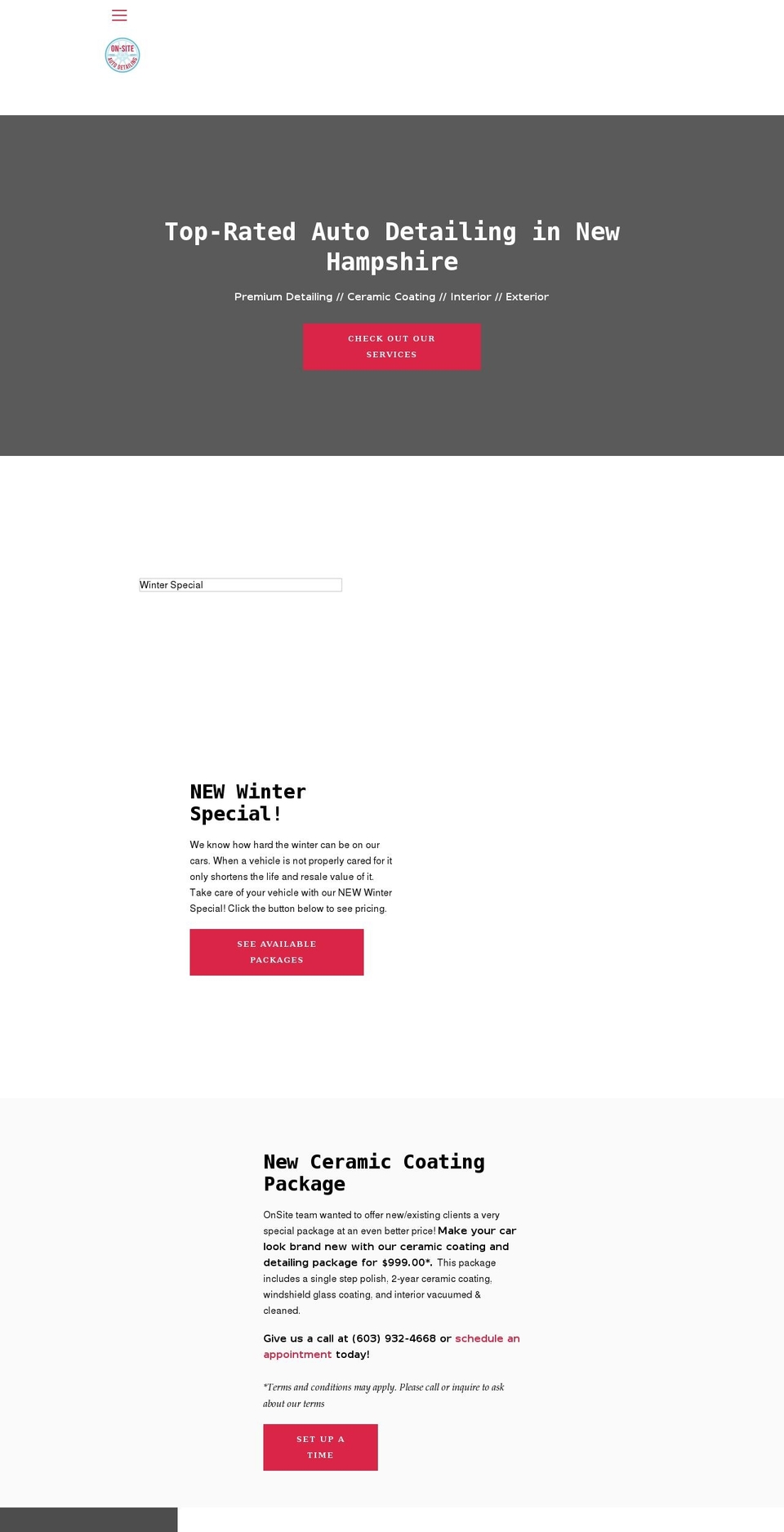onsite-detailing.com shopify website screenshot
