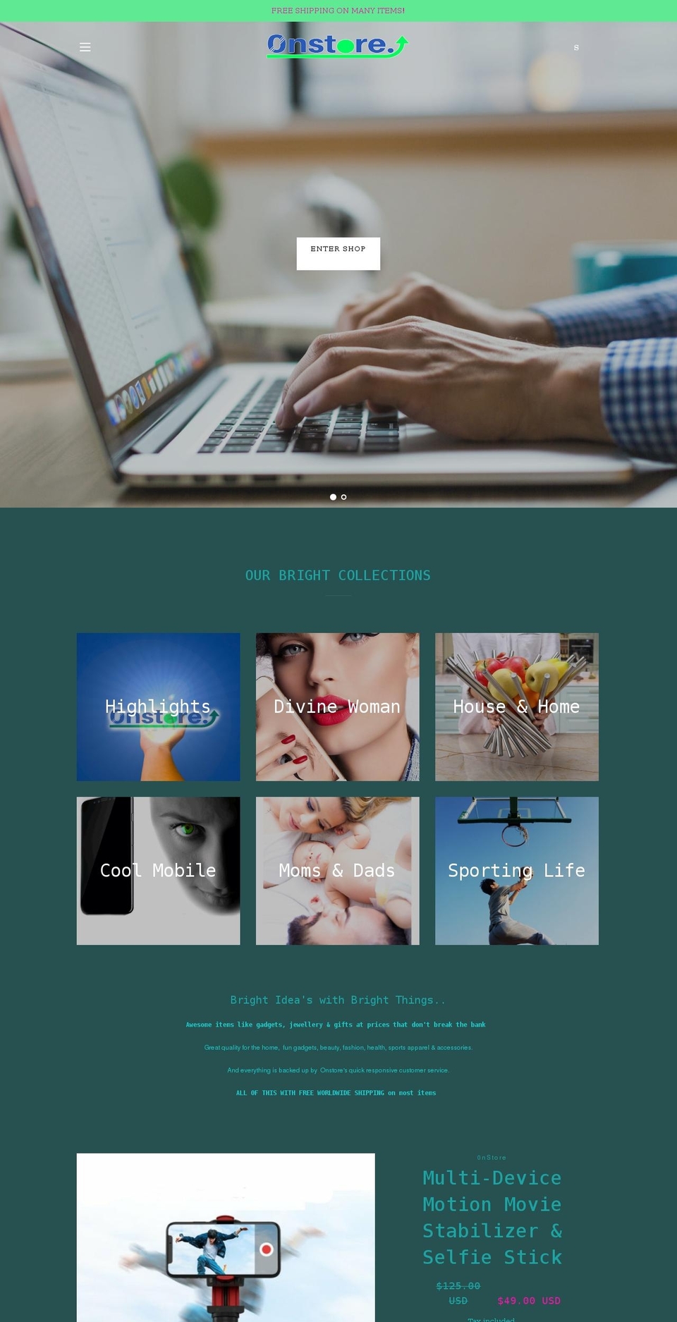 onstore-online.com — Shopify storefront screenshot