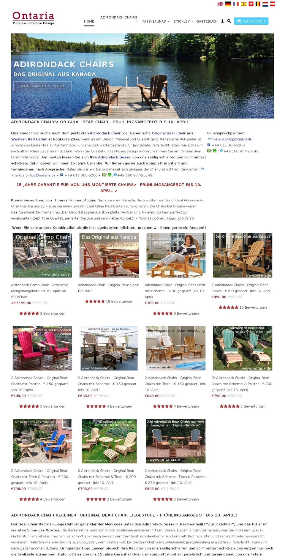 ontaria.de shopify website screenshot