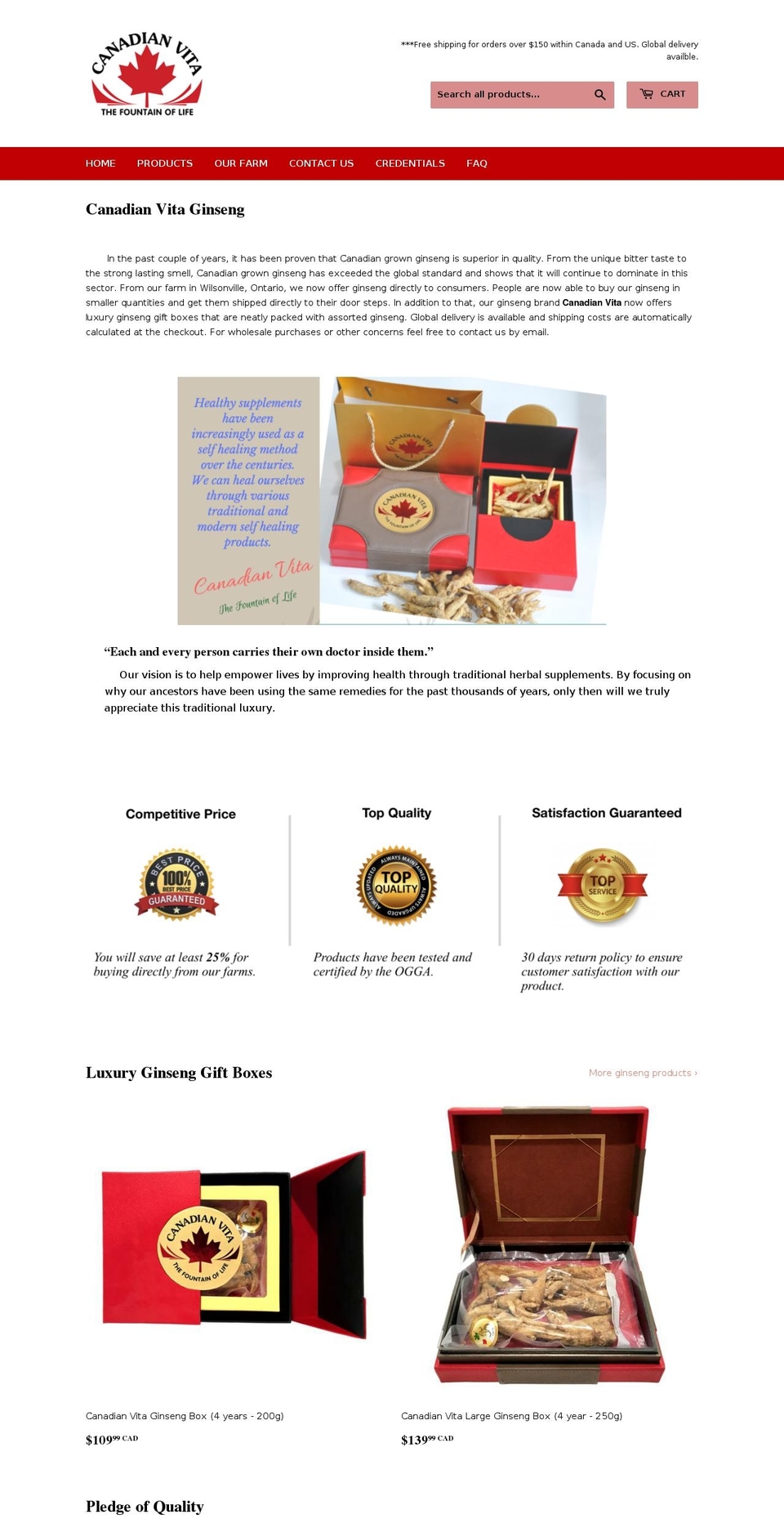 ontarioginseng.ca shopify website screenshot