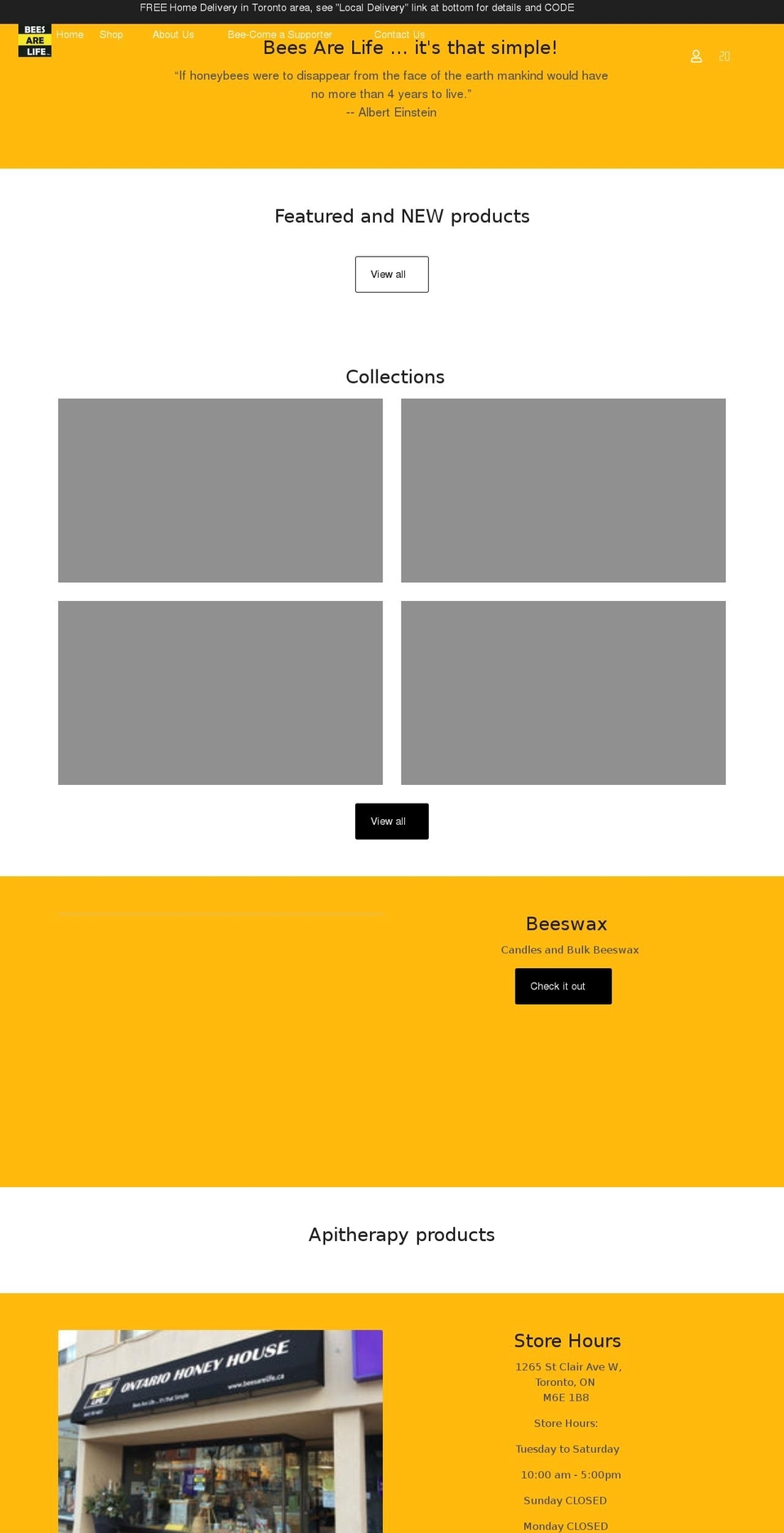 ontariohoneyhouse.ca shopify website screenshot