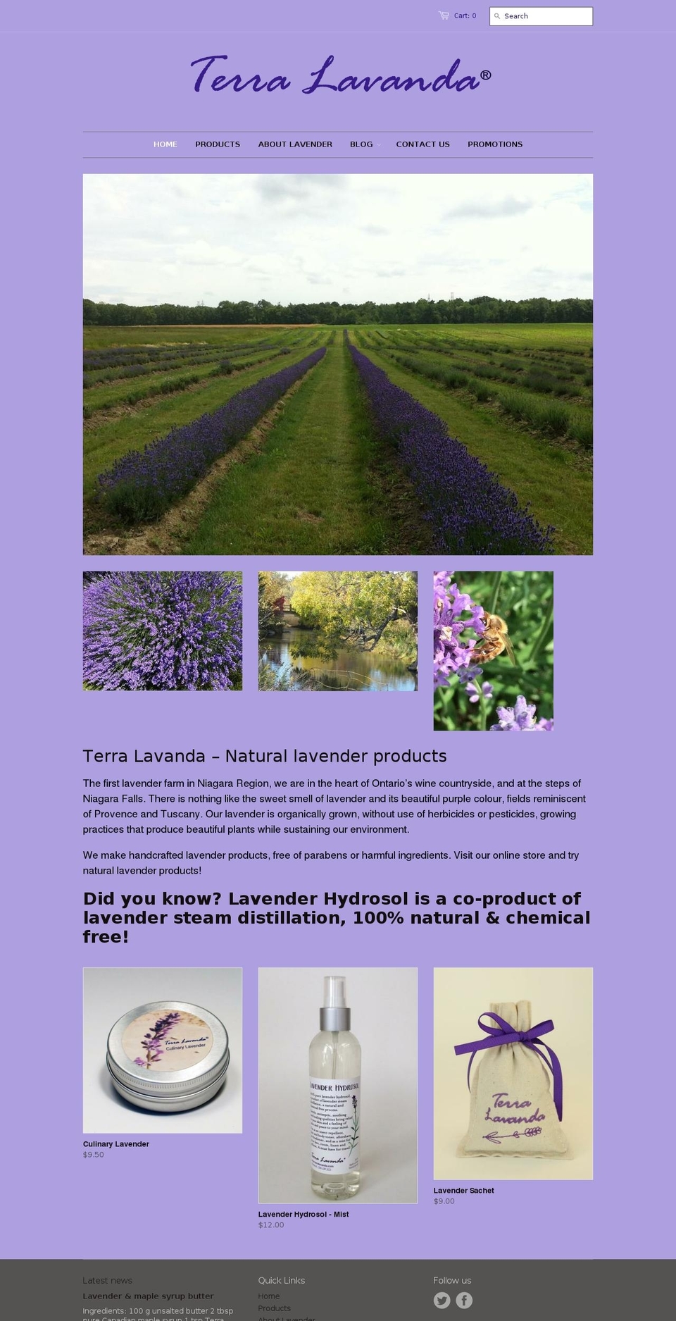 ontariolavenderfarm.com — Shopify storefront screenshot