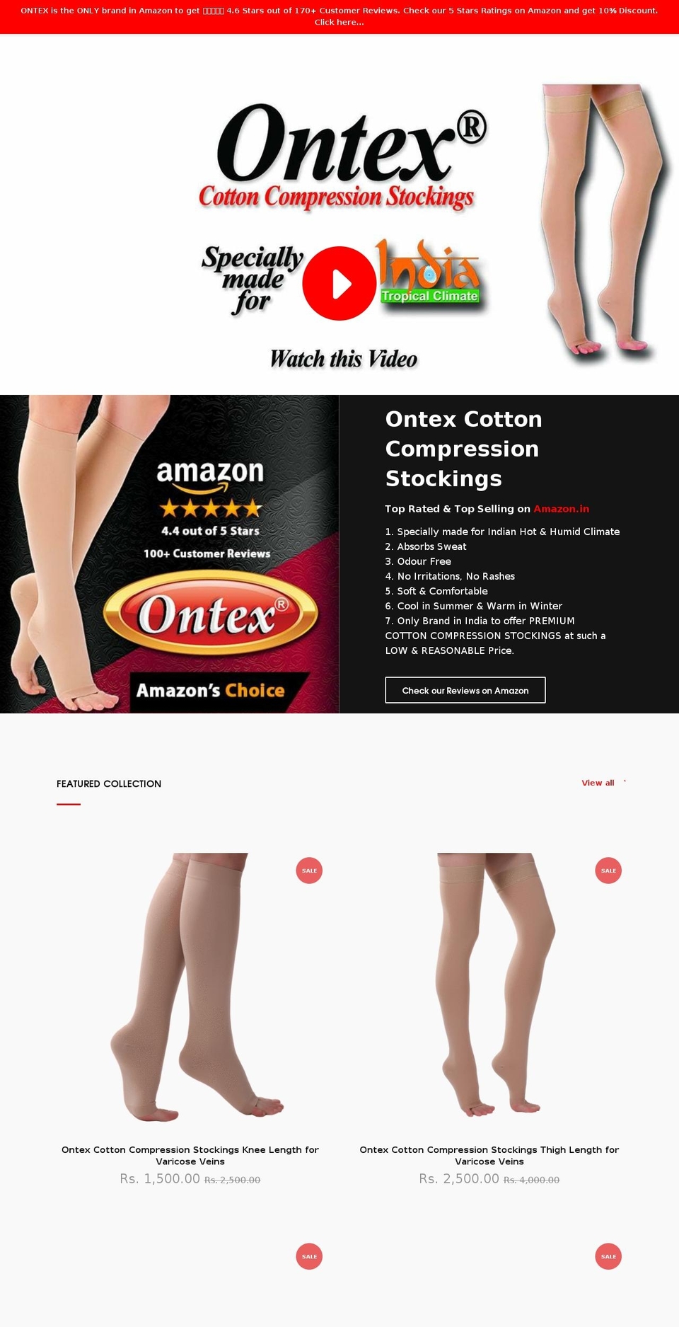 ontexstockings.com — Shopify storefront screenshot