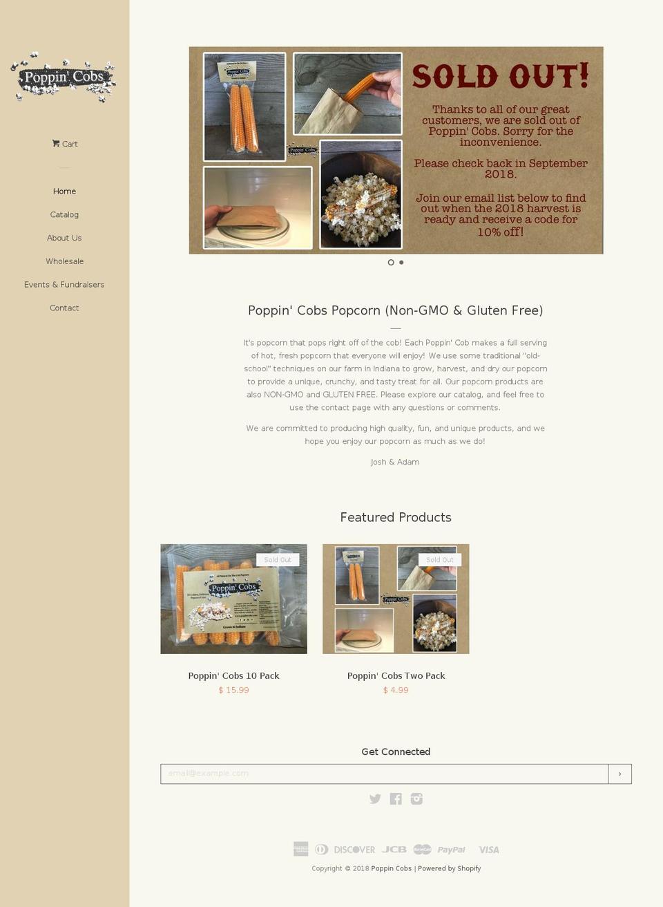 onthecobpopcorn.com — Shopify storefront screenshot
