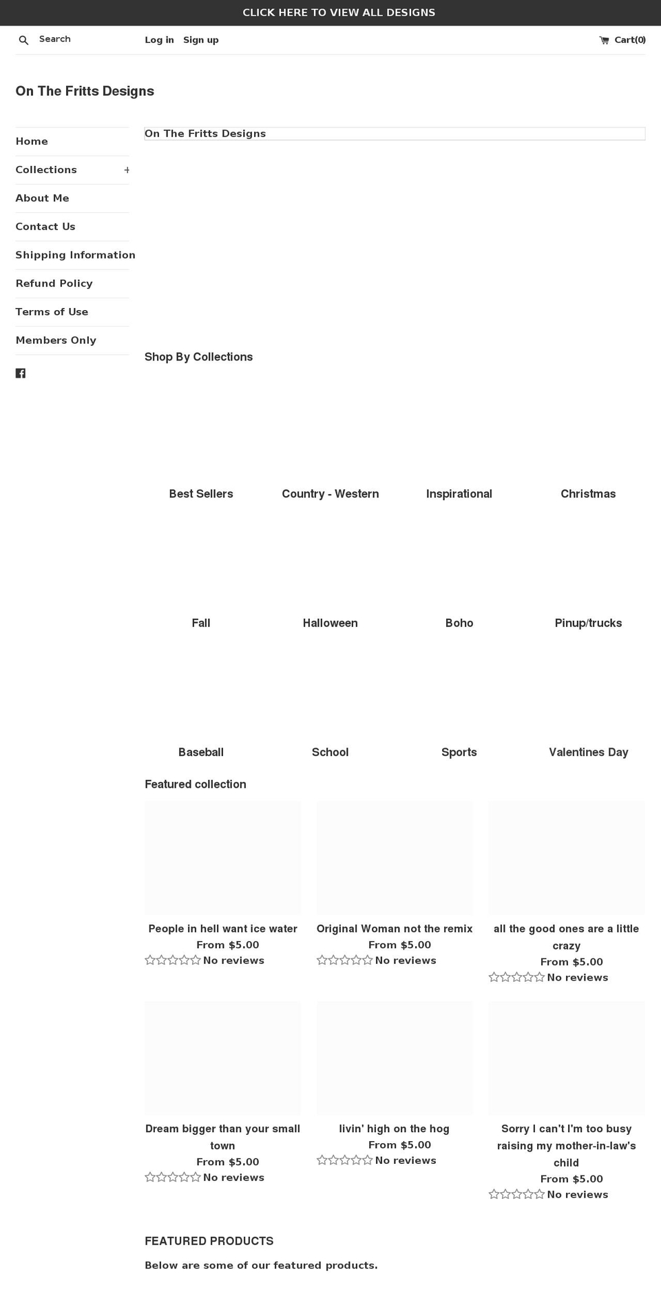 onthefrittsdesign.com shopify website screenshot