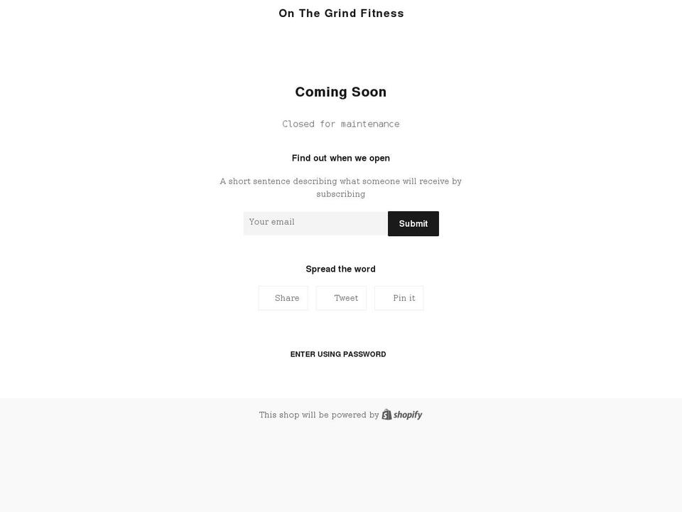 onthegrindfitness.com shopify website screenshot