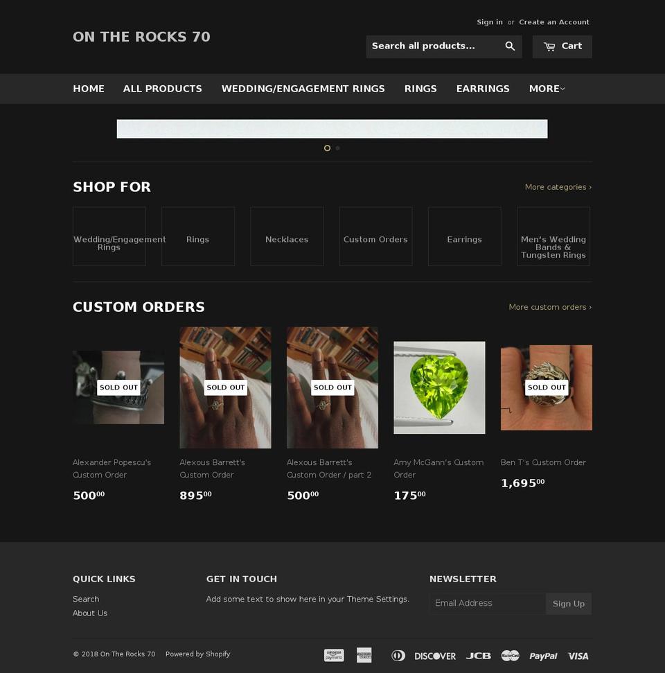 ontherocks70.com — Shopify storefront screenshot
