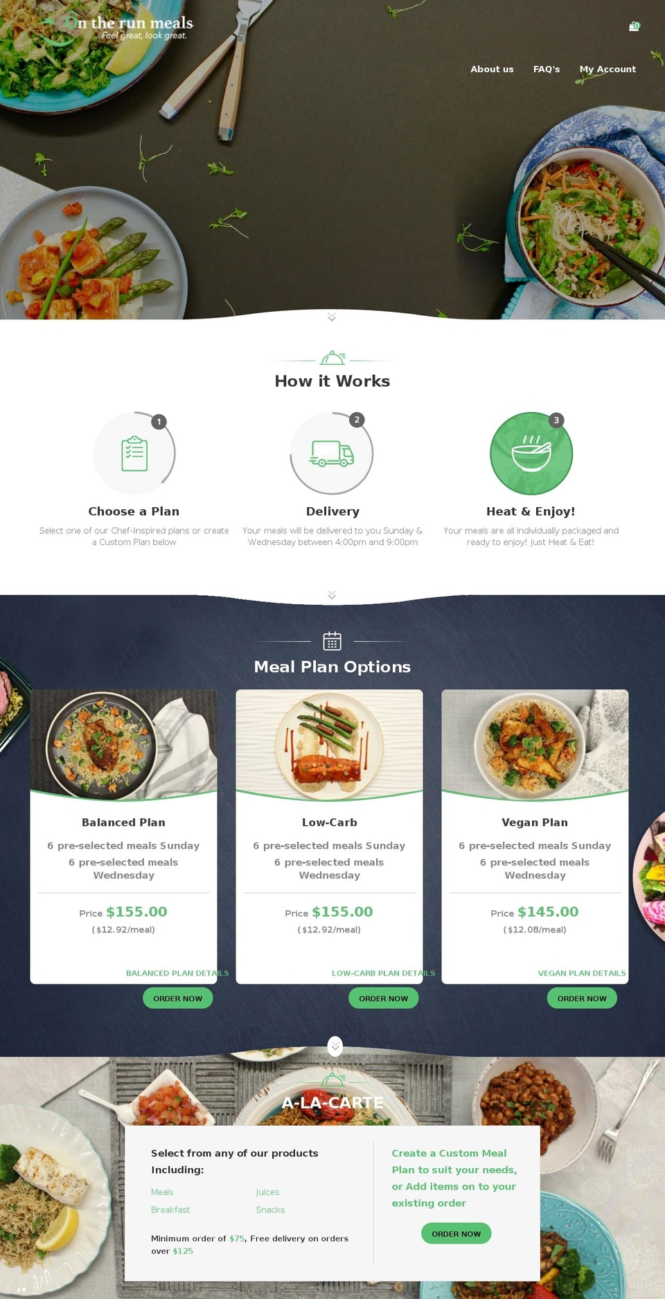 ontherunmeals.com — Shopify storefront screenshot