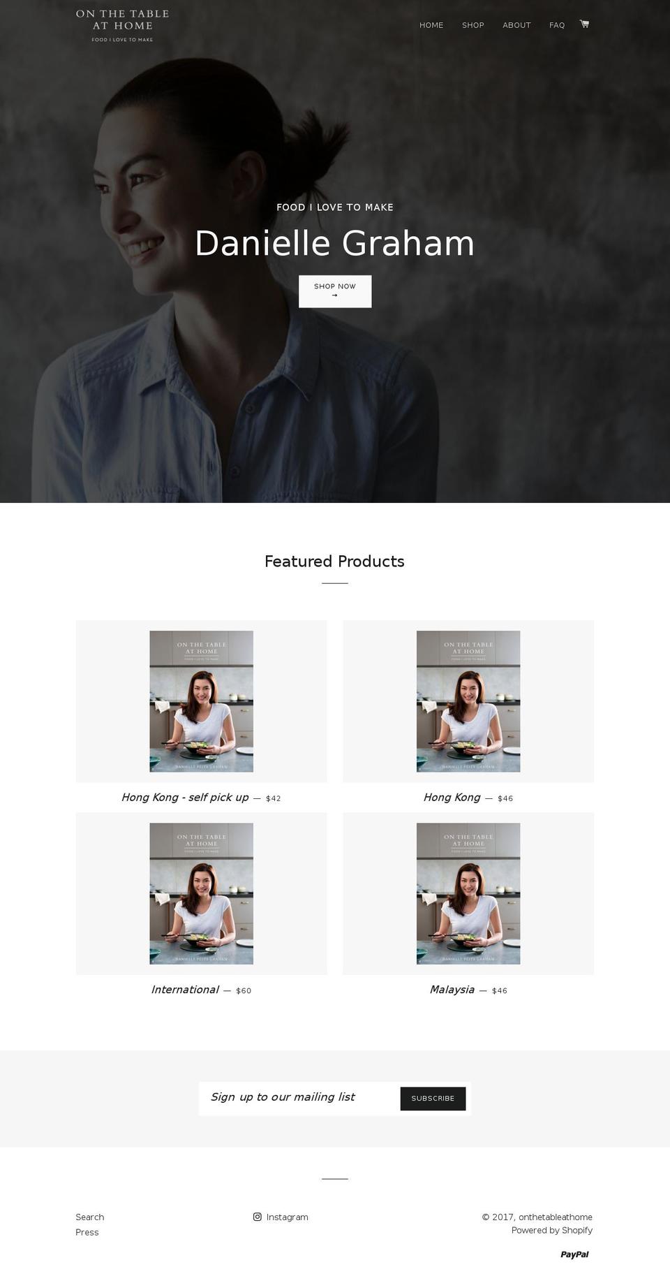 onthetableathome.com shopify website screenshot