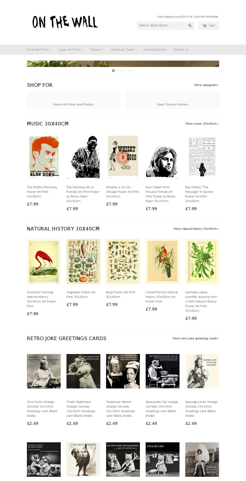 onthewall.co.uk shopify website screenshot