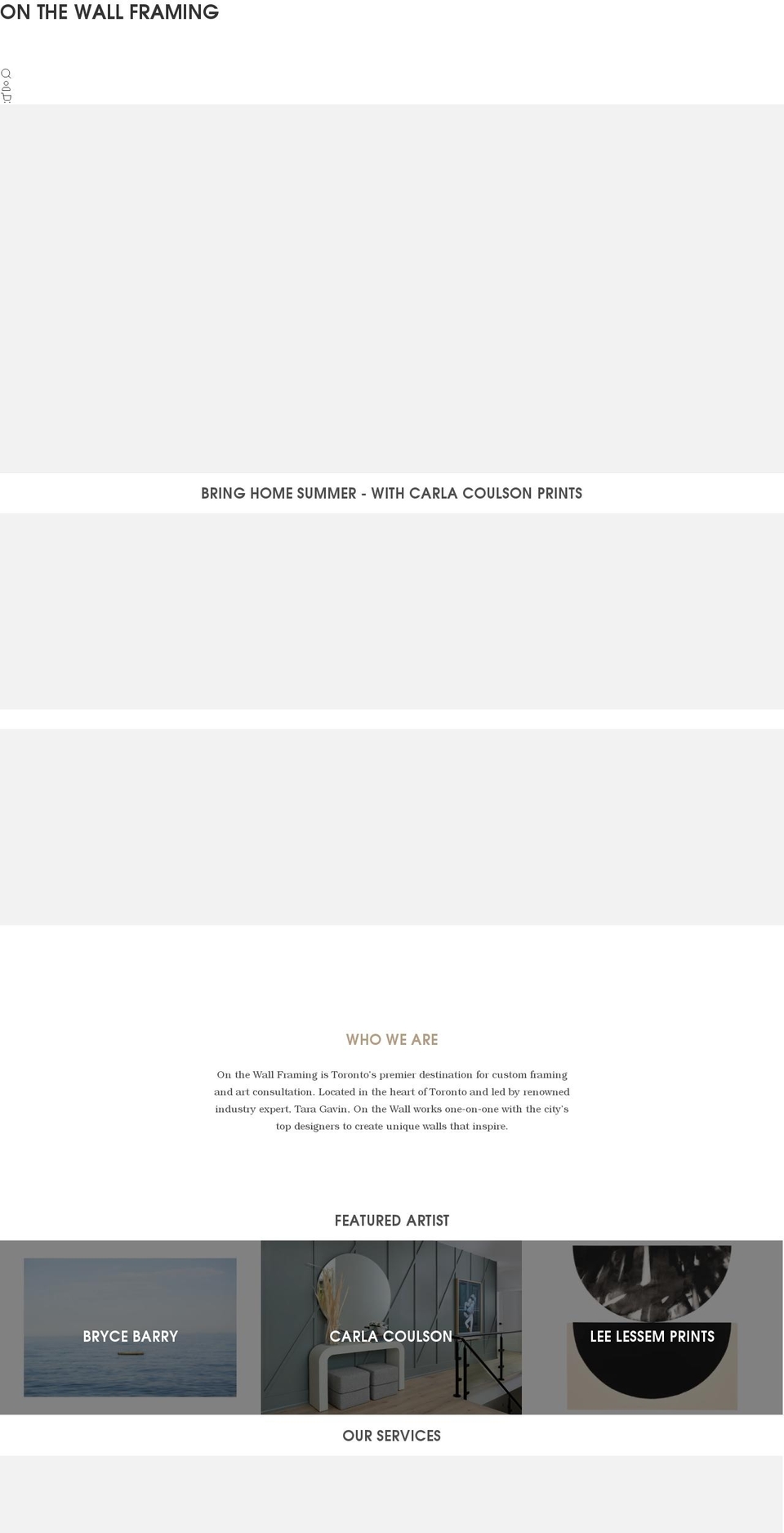 onthewallframing.ca shopify website screenshot