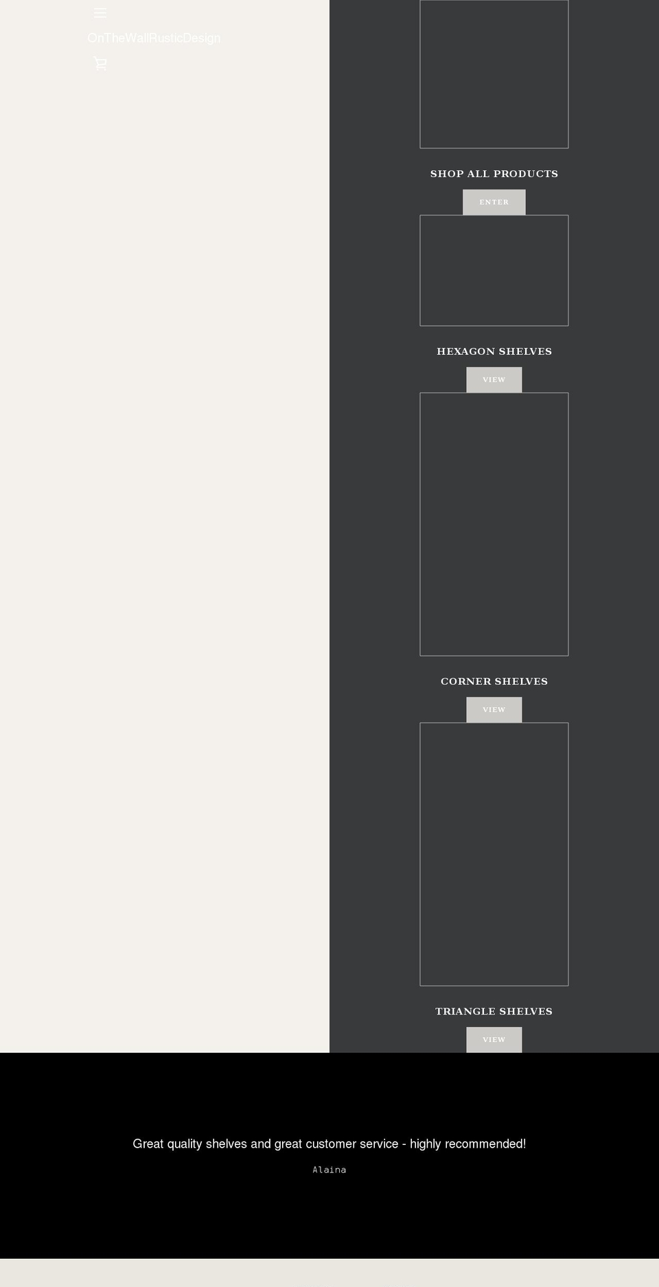 onthewallrusticdesign.com shopify website screenshot