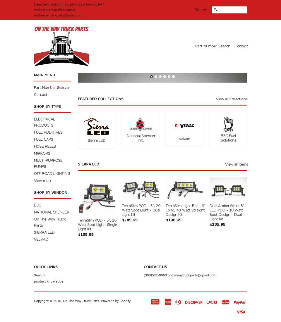 onthewaytrucks.com shopify website screenshot