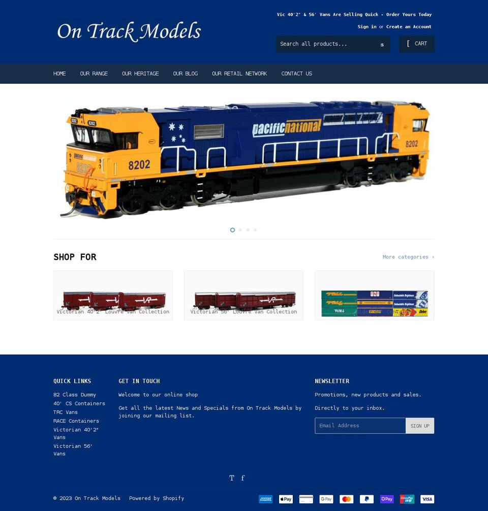 ontrackmodels.com.au shopify website screenshot