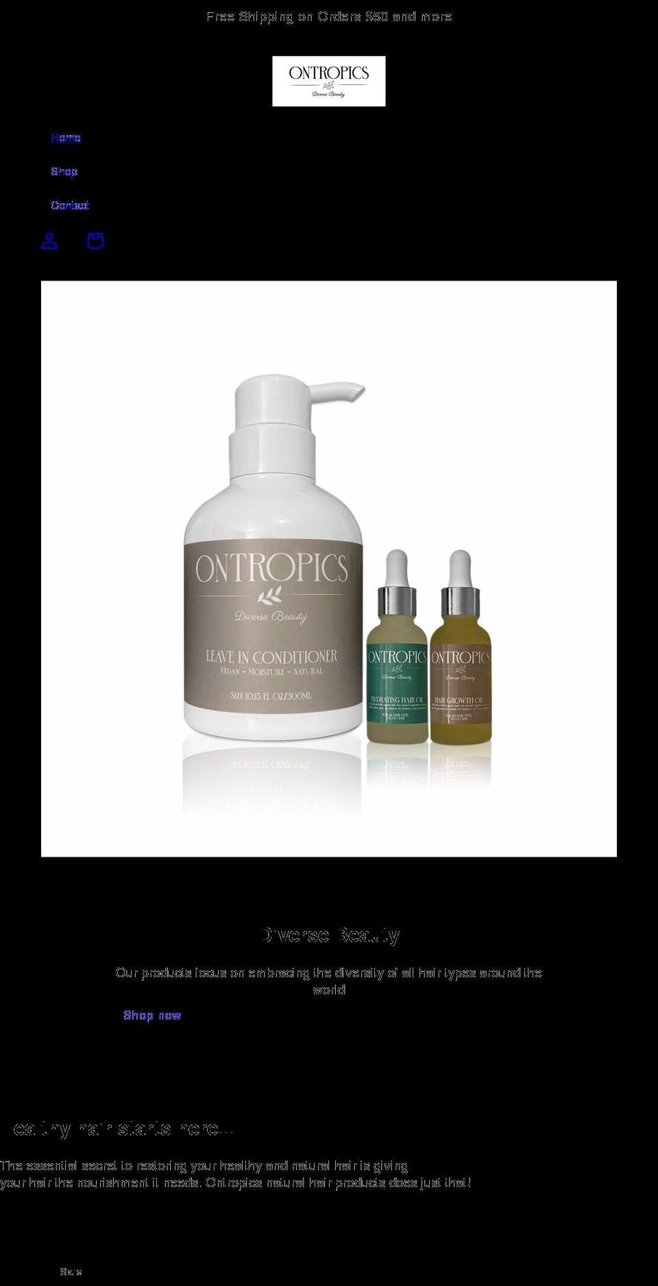 ontropics.com shopify website screenshot