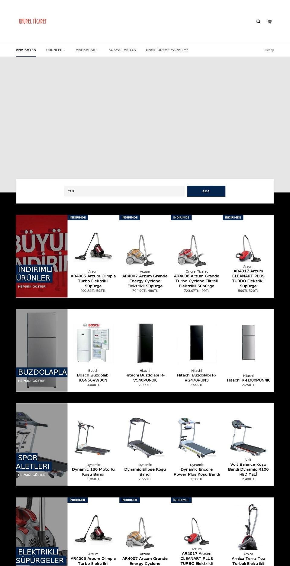 onurelticaret.com shopify website screenshot