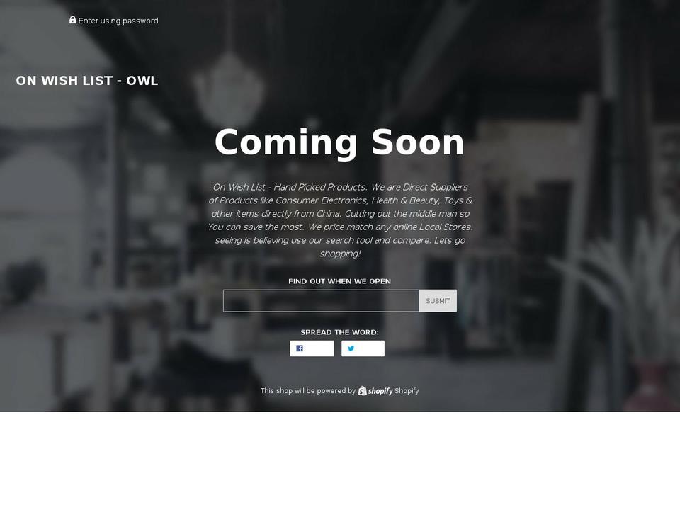 onwishlist.com — Shopify storefront screenshot