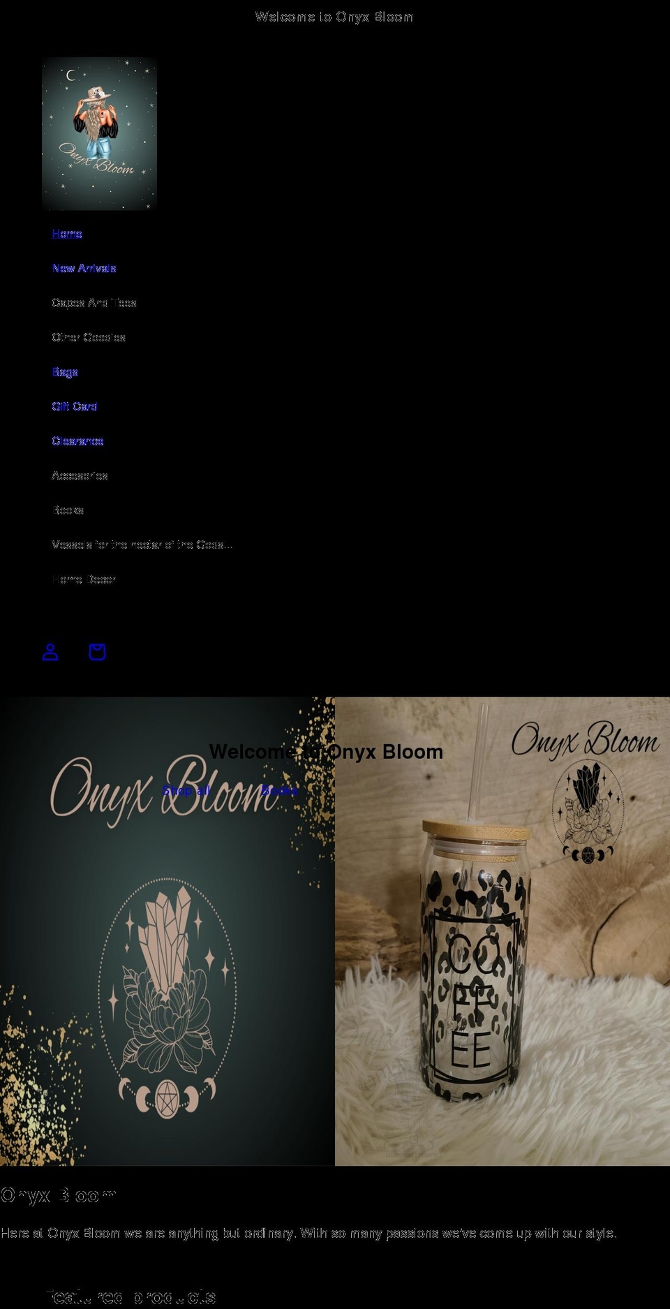 onyxbloom.com shopify website screenshot