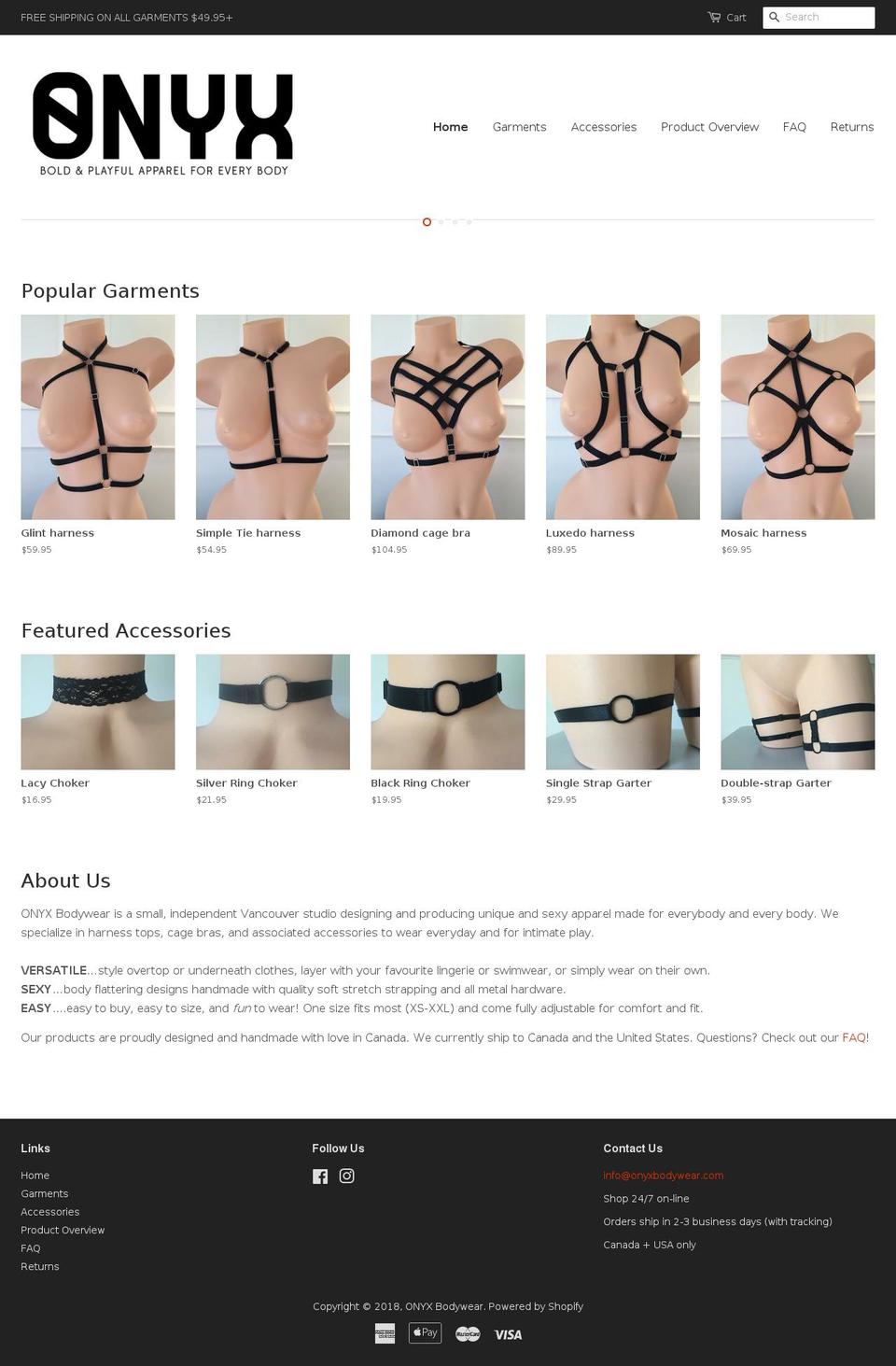 onyxbodywear.com shopify website screenshot