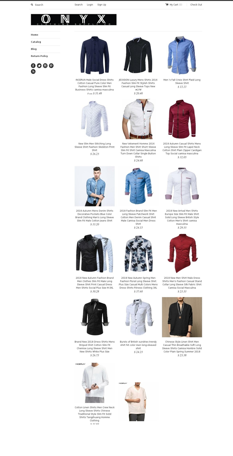 onyxclothingsupplyco.com — Shopify storefront screenshot