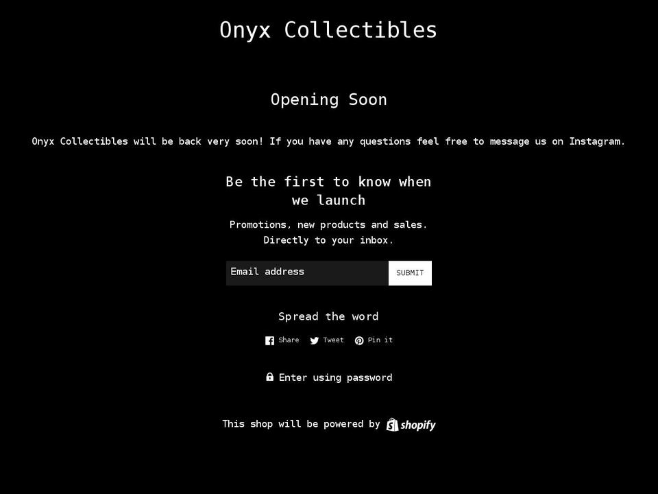 onyxcollectibles.com shopify website screenshot