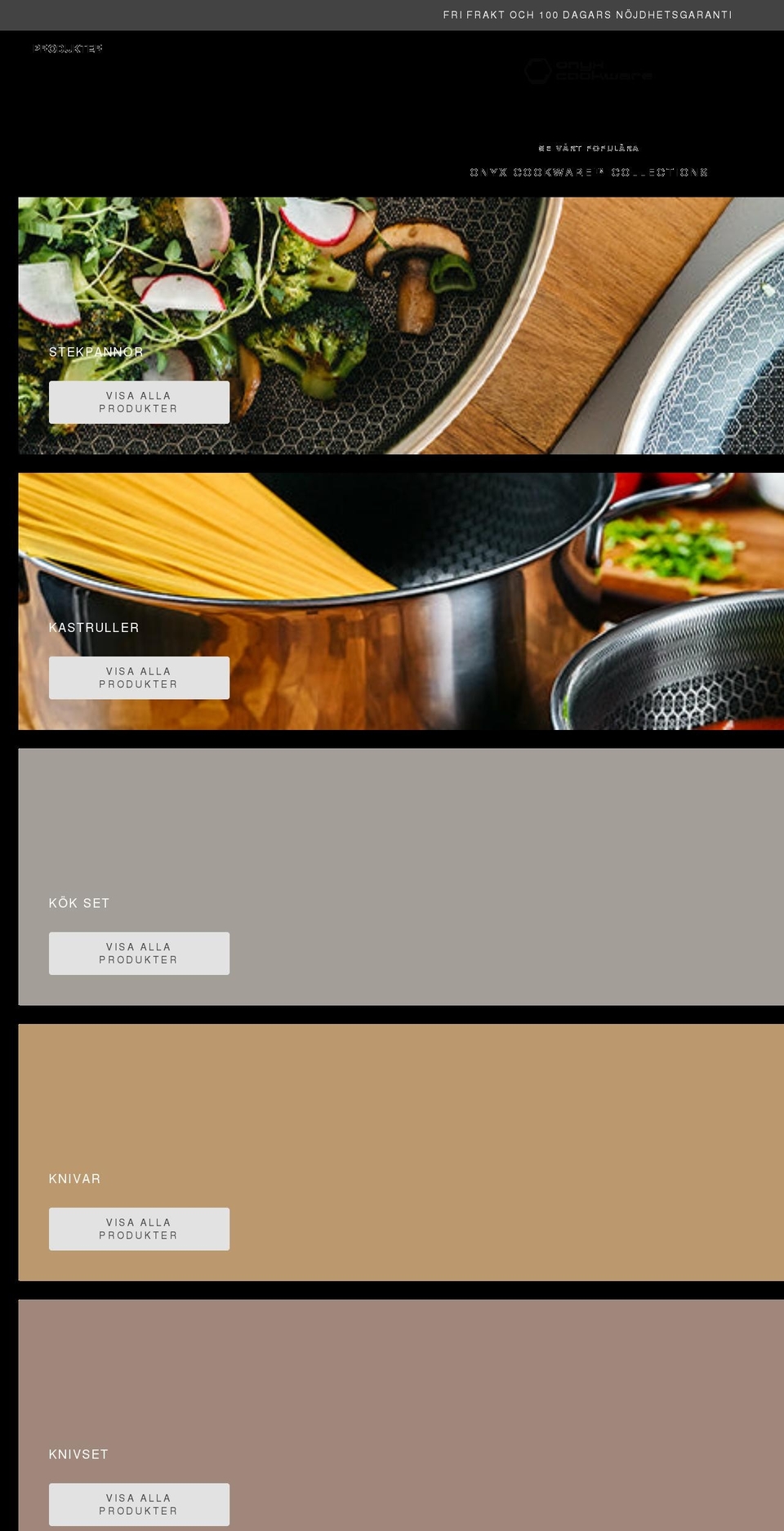 onyxcookware.se shopify website screenshot