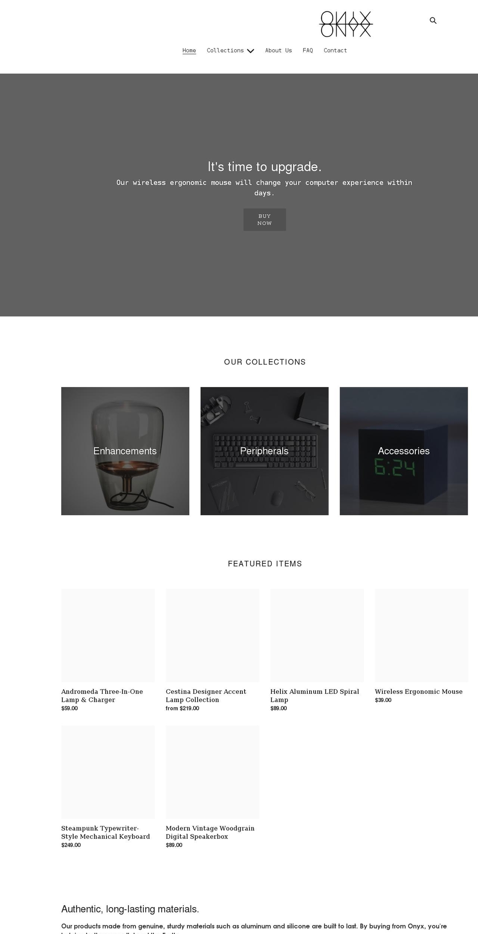 onyxdeskware.com shopify website screenshot