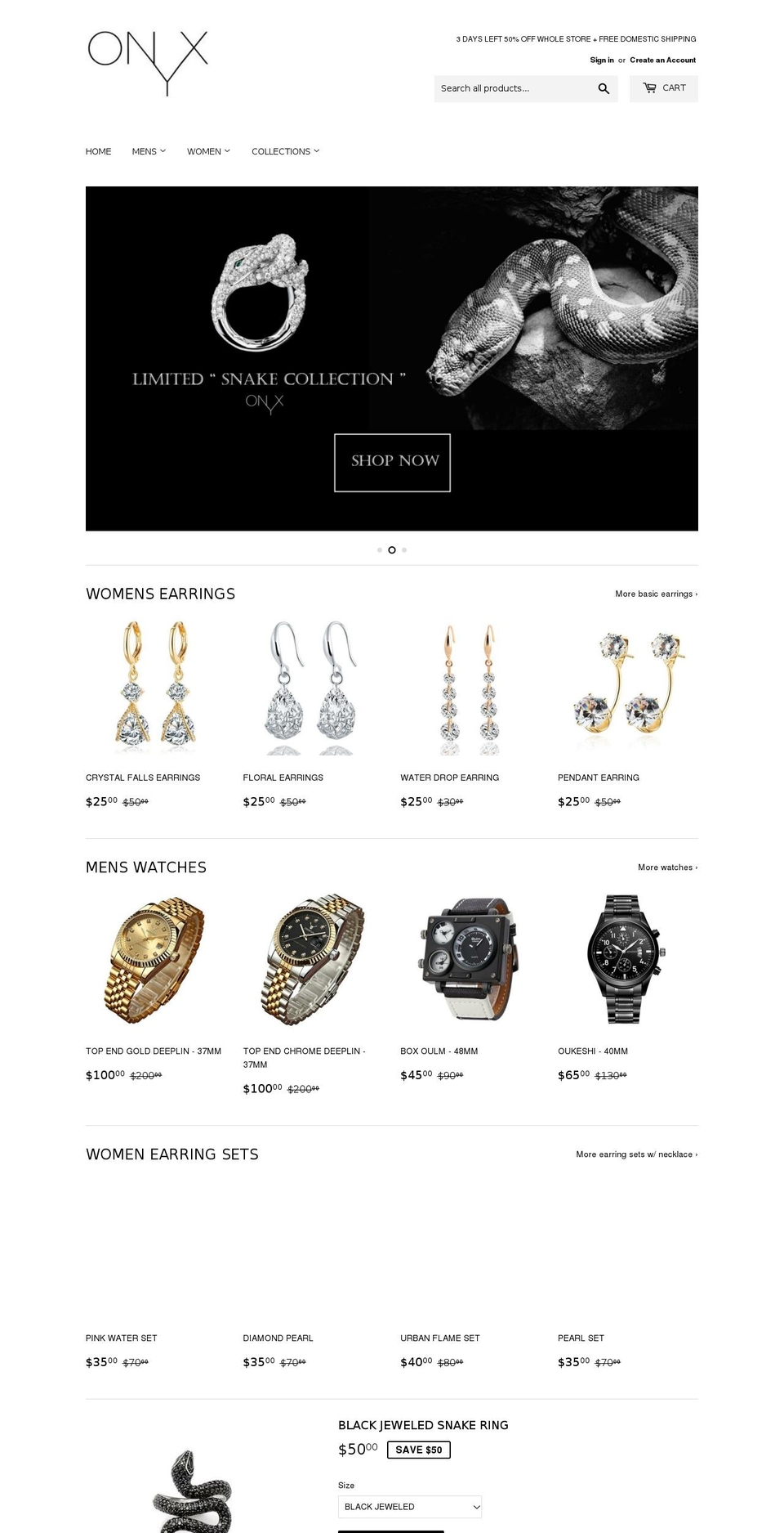 onyxjewelry.co shopify website screenshot