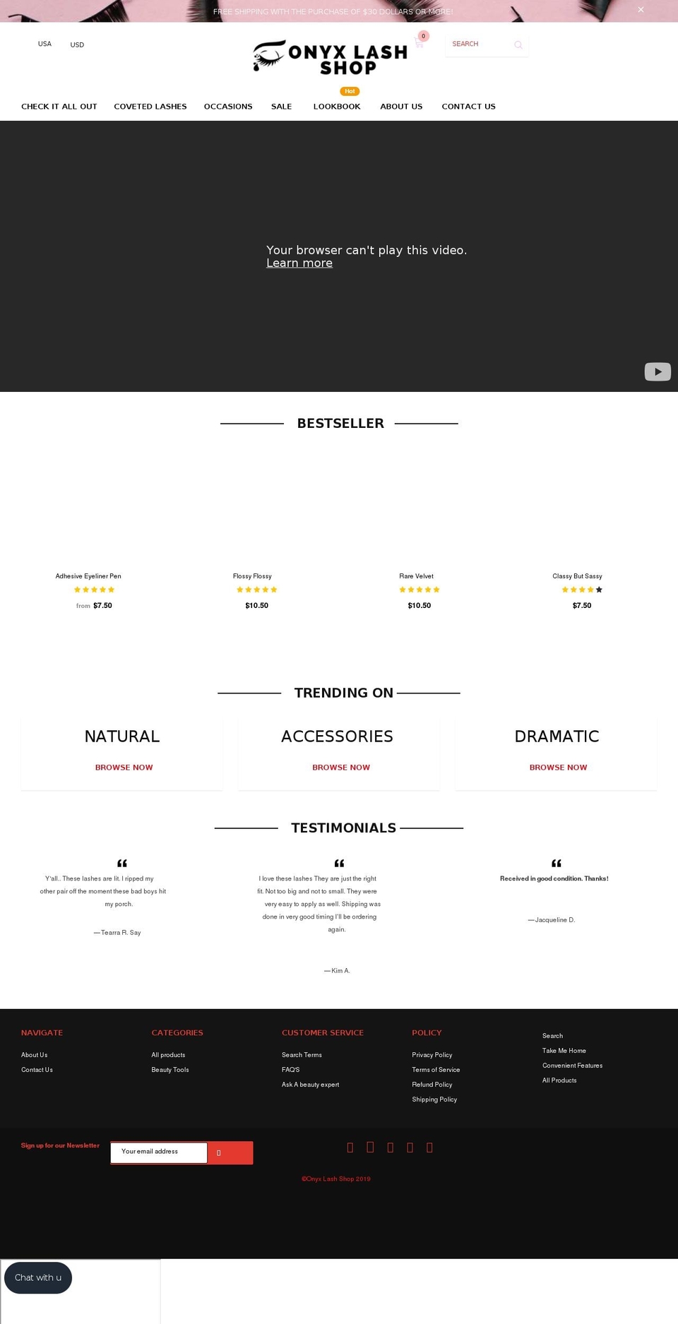 onyxlashshop.com shopify website screenshot