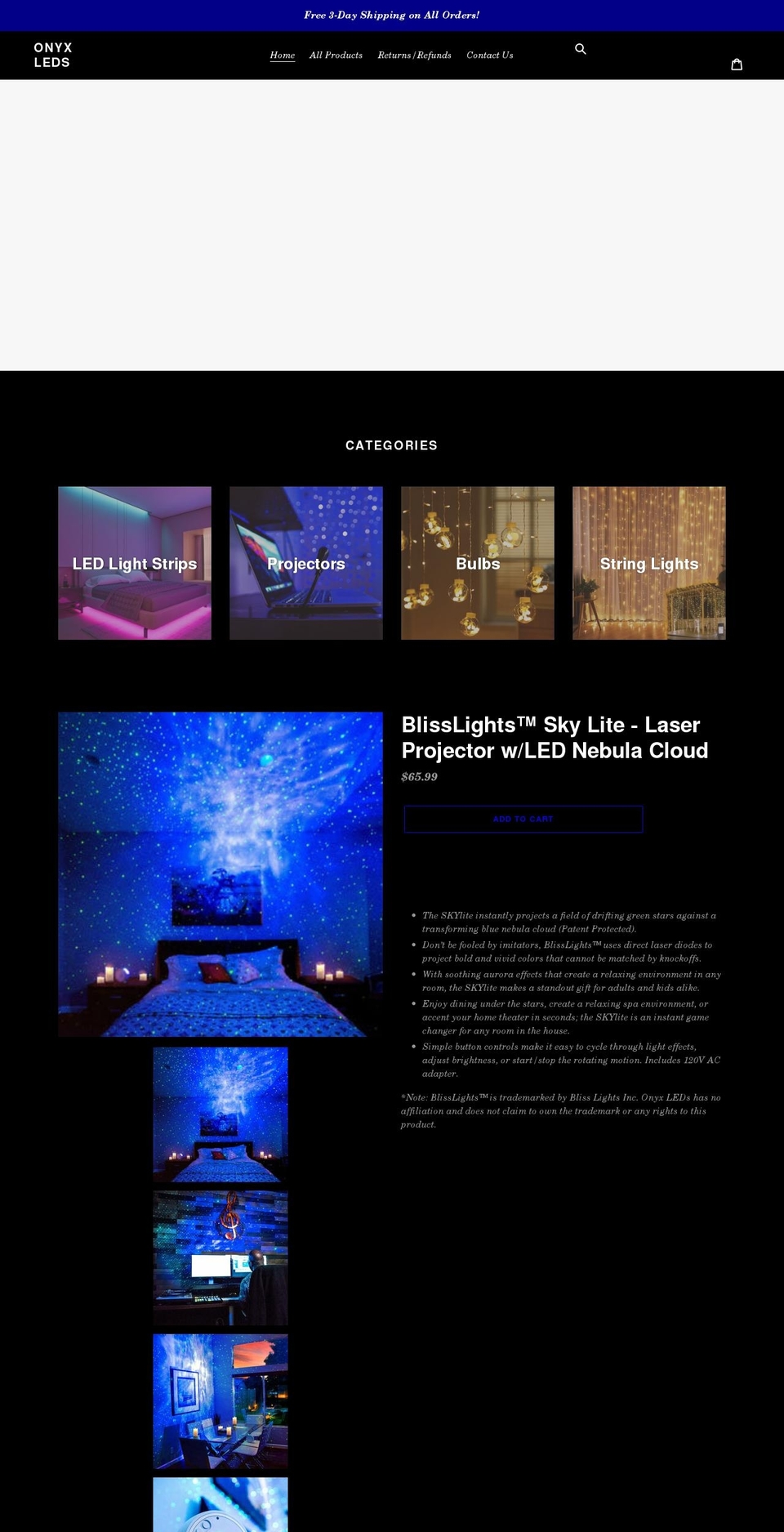 onyxleds.com shopify website screenshot