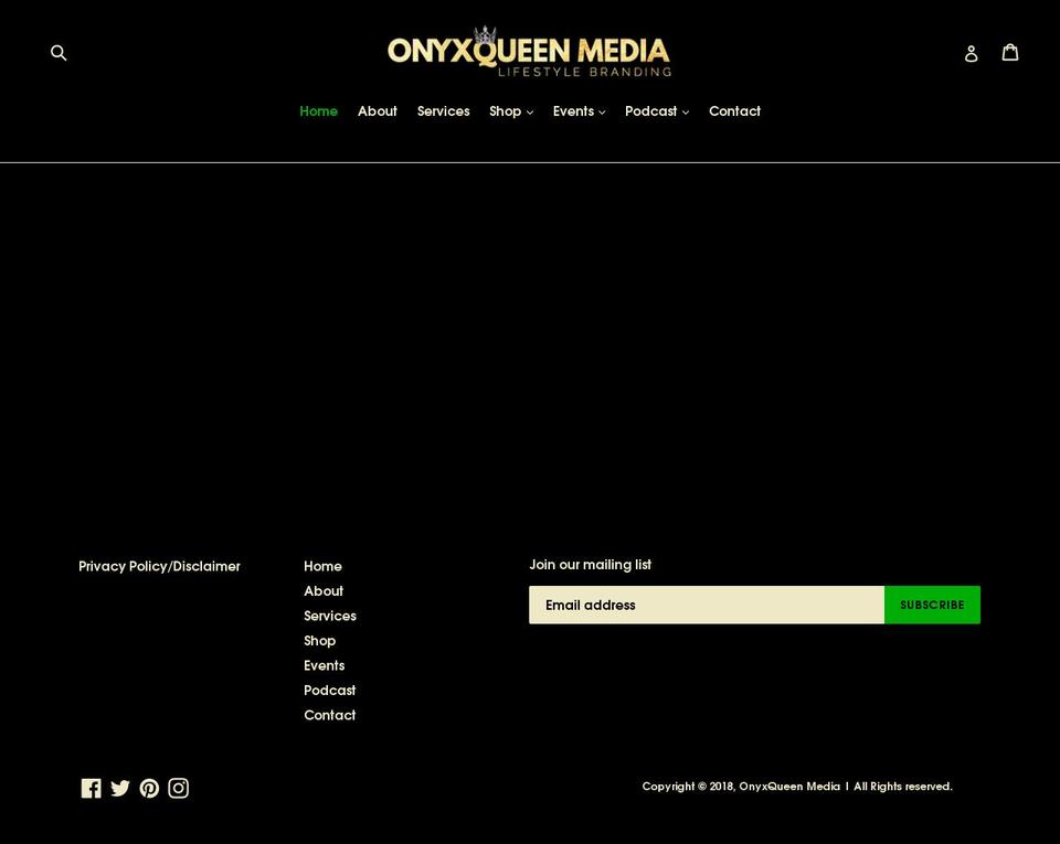 onyxqueenmedia.com — Shopify storefront screenshot
