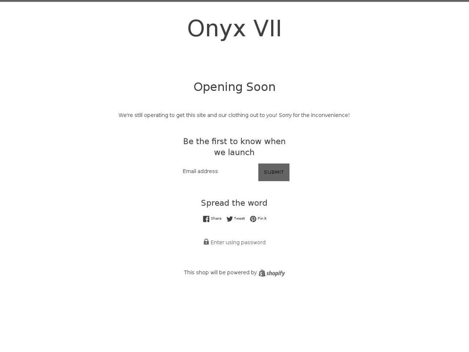 onyxvii.com shopify website screenshot