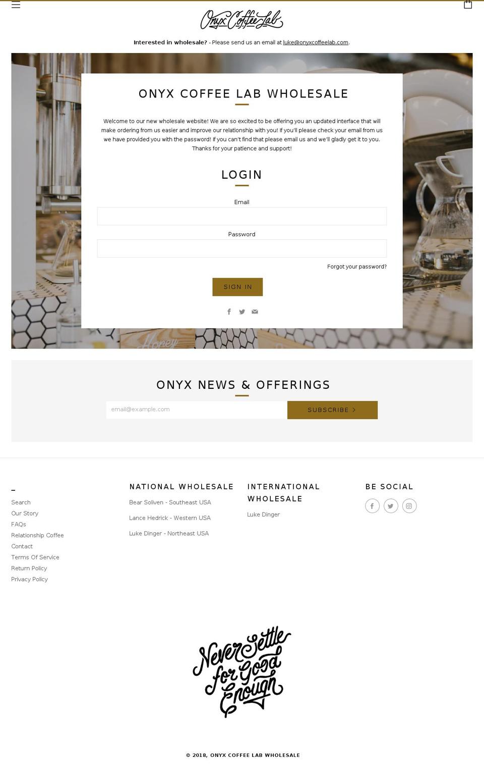 onyxwholesalecoffee.com — Shopify storefront screenshot