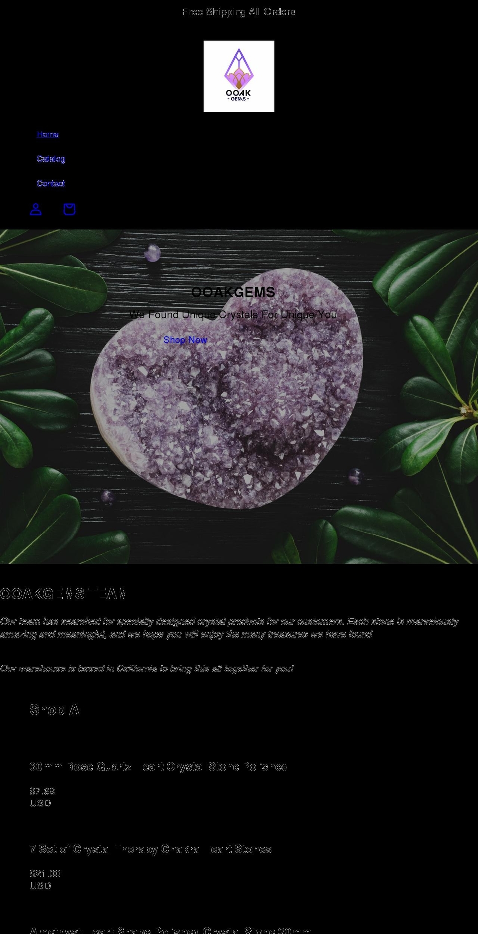 ooakgemsshop.com shopify website screenshot