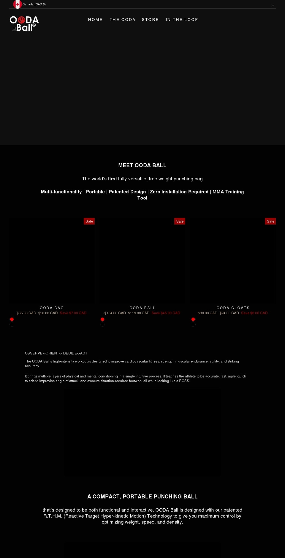 oodaballboxing.com shopify website screenshot