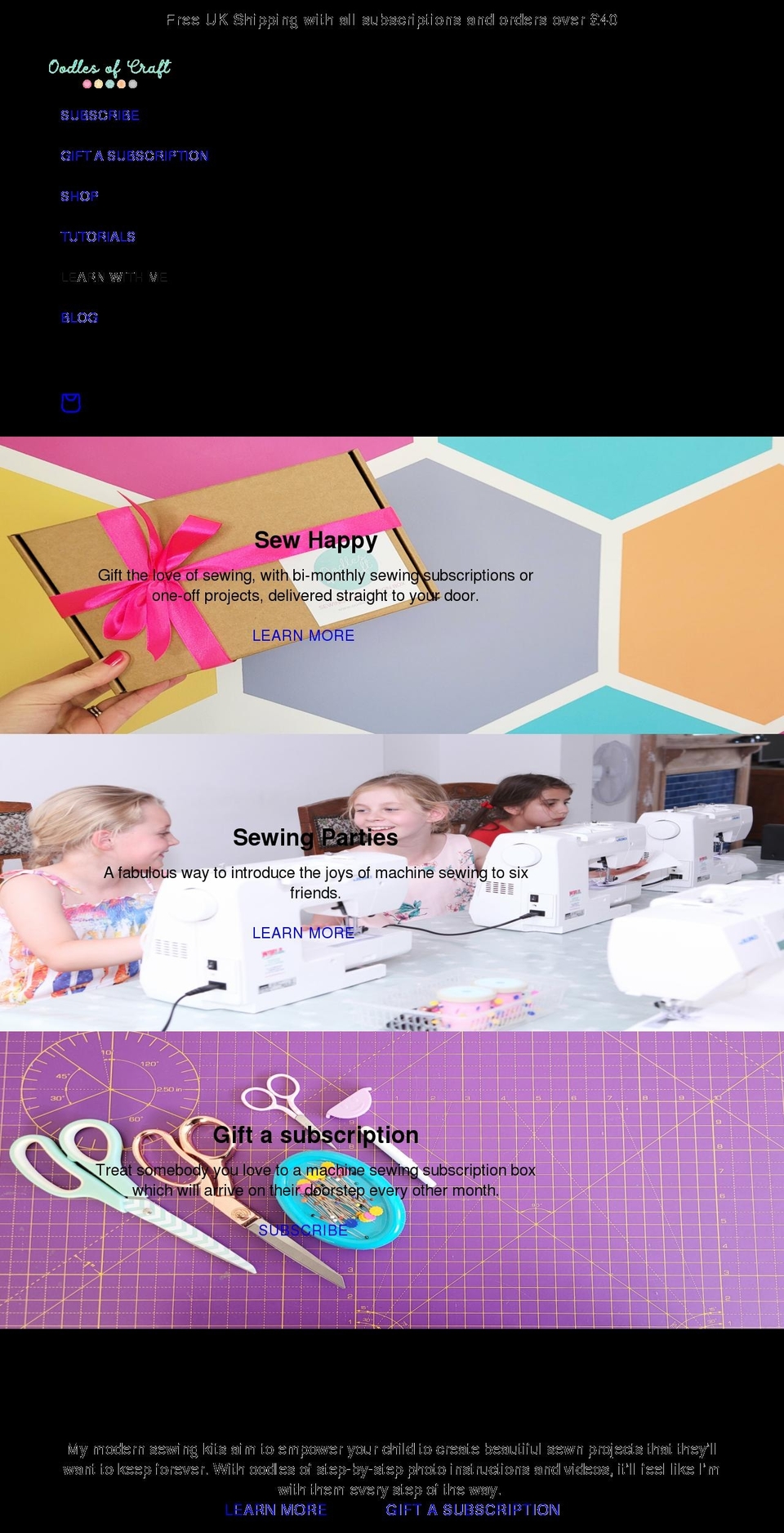 oodlesofcraft.com shopify website screenshot