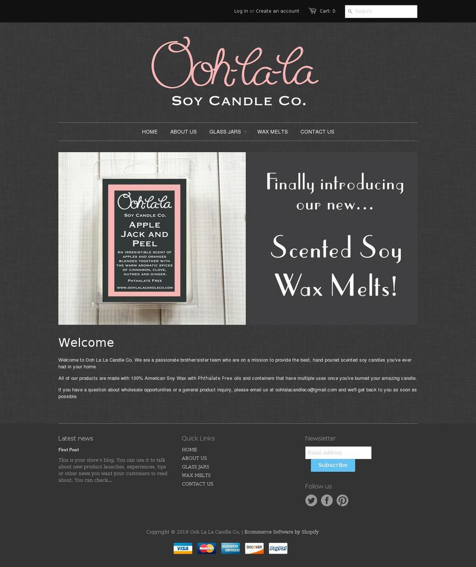 oohlalacandleco.com — Shopify storefront screenshot