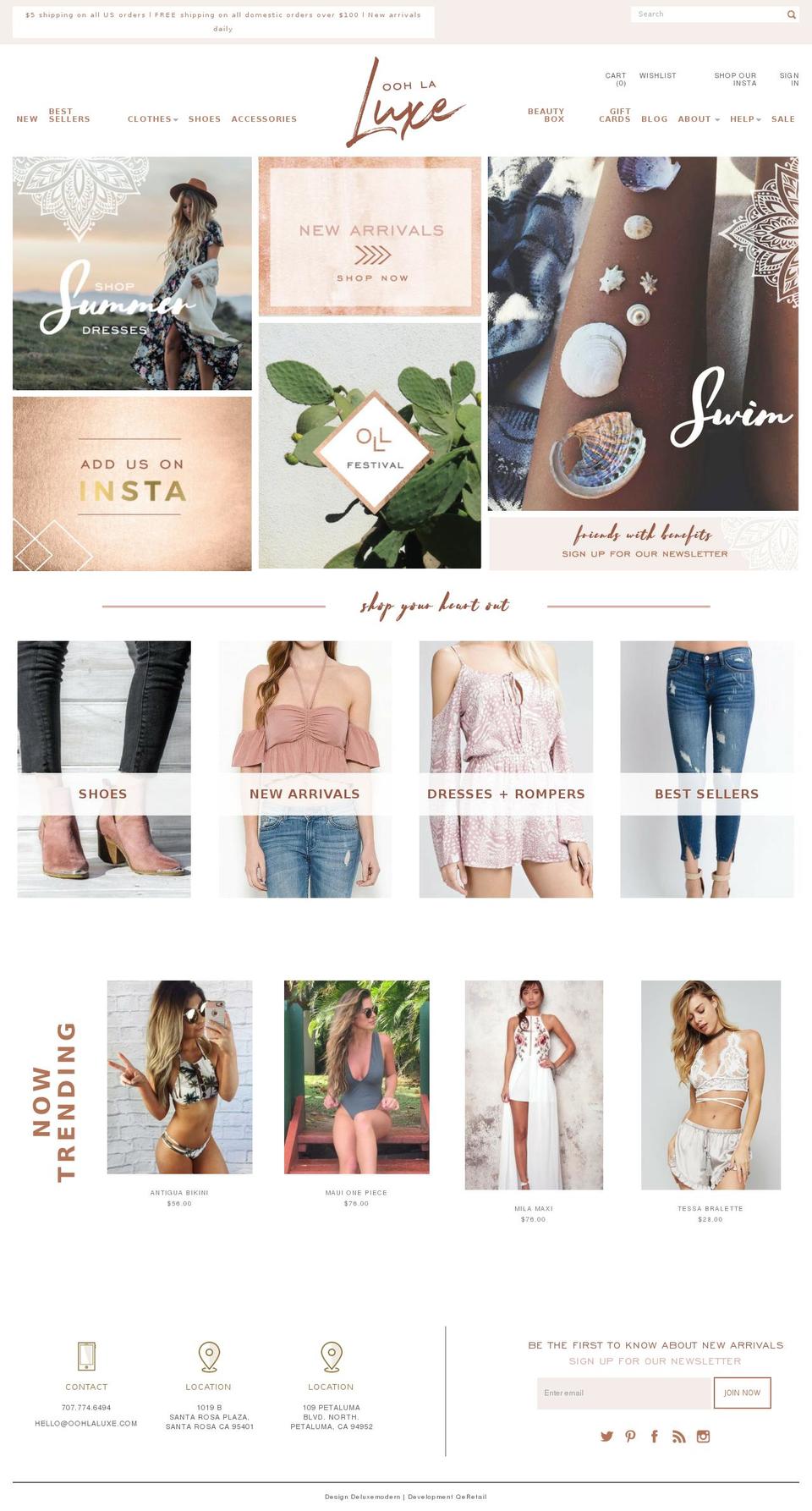 oohlaluxe.com shopify website screenshot