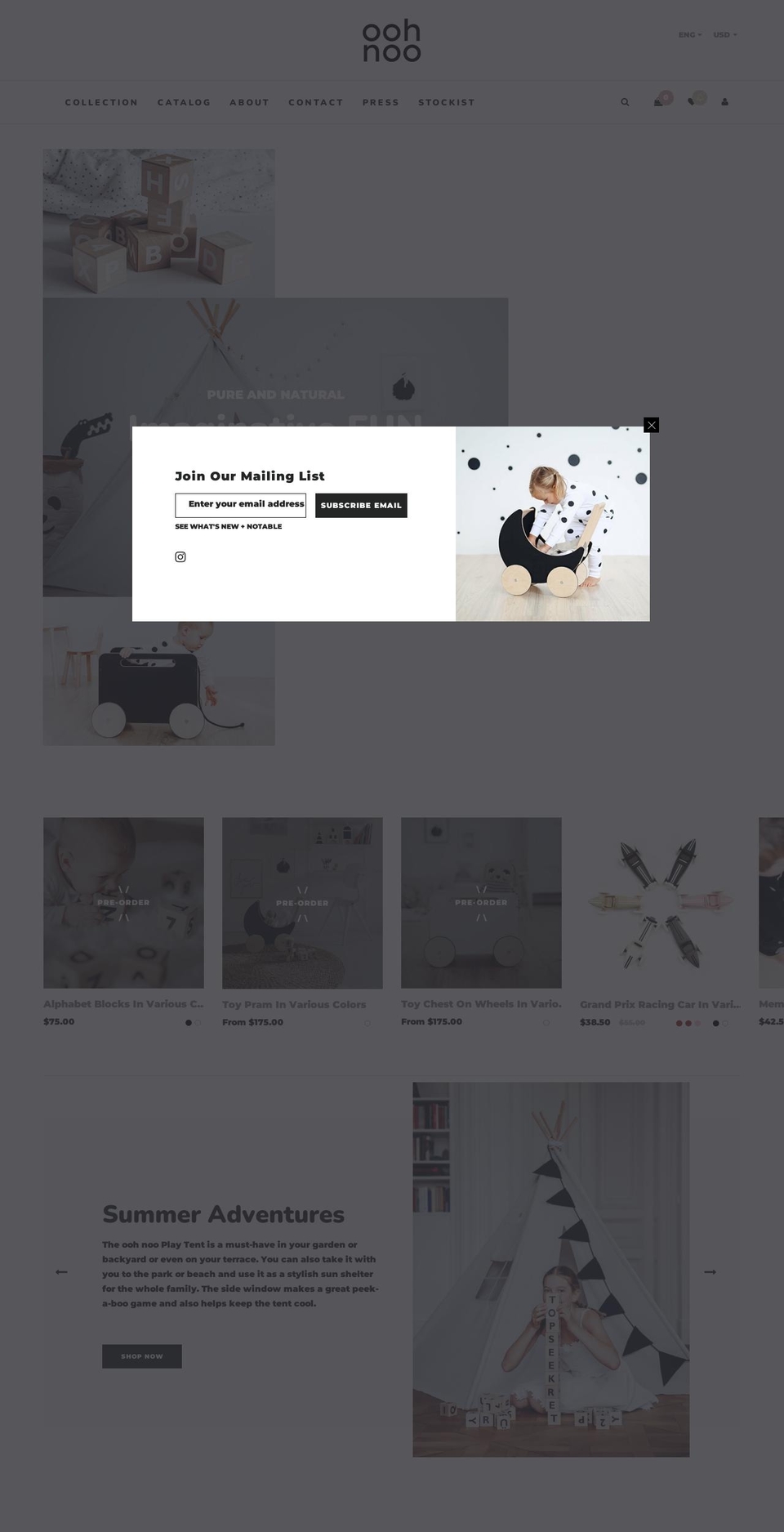 oohnoo.us shopify website screenshot