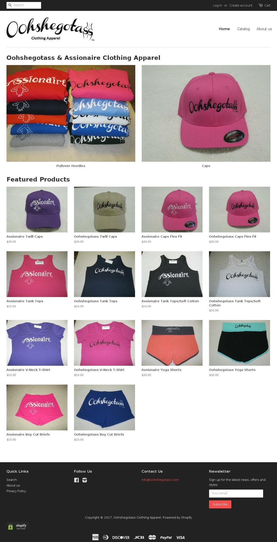 oohshegotass.com shopify website screenshot