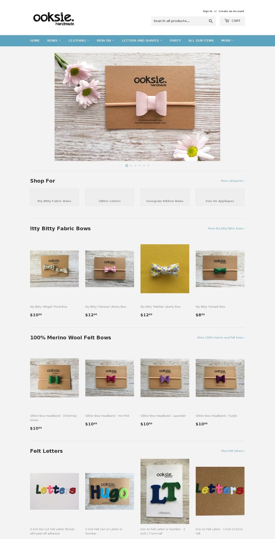 ooksiehandmade.com — Shopify storefront screenshot