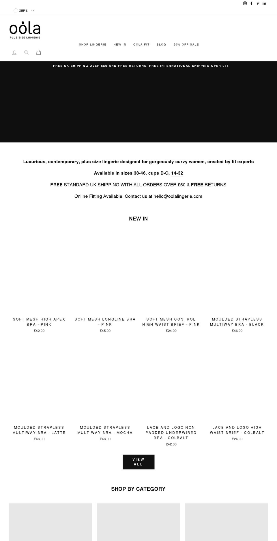 oolalingerie.com shopify website screenshot