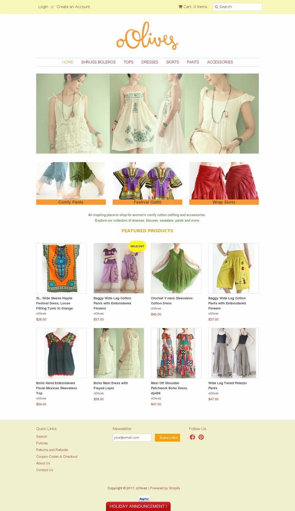 oolives.com shopify website screenshot