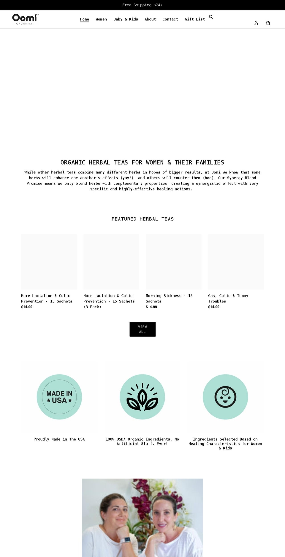 oomiorganics.com shopify website screenshot