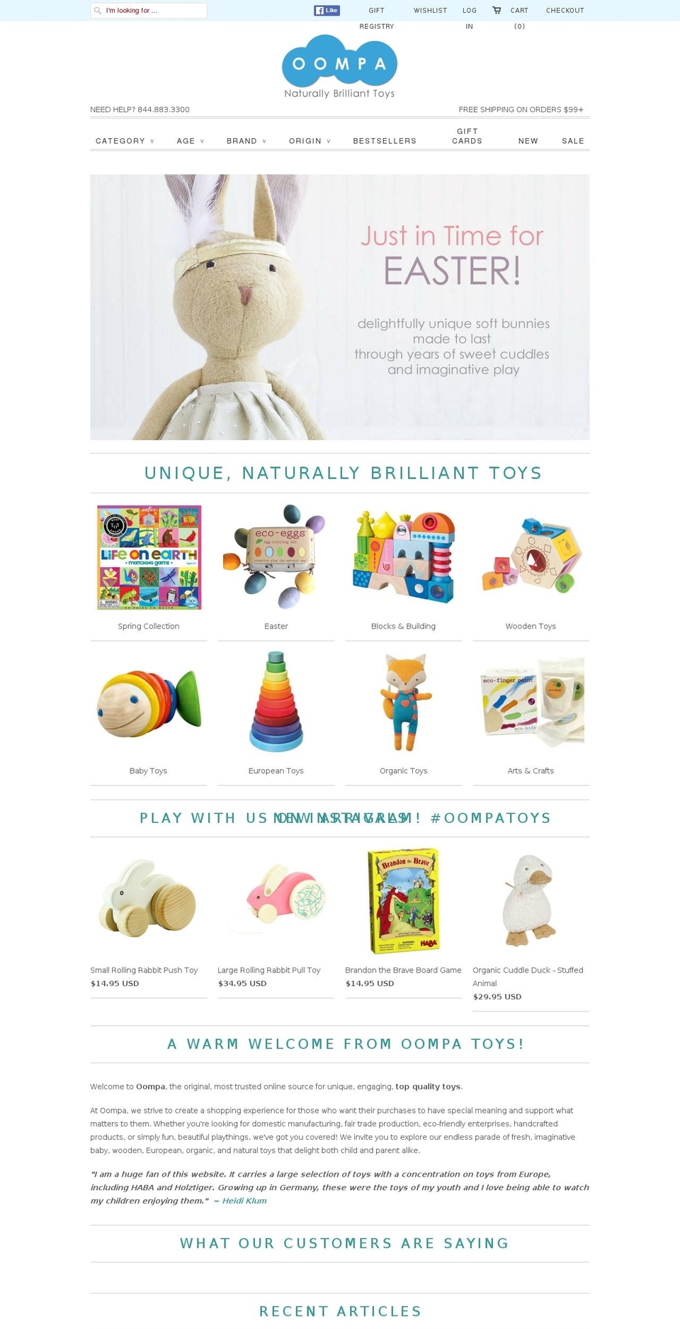 oompa-toy.com shopify website screenshot