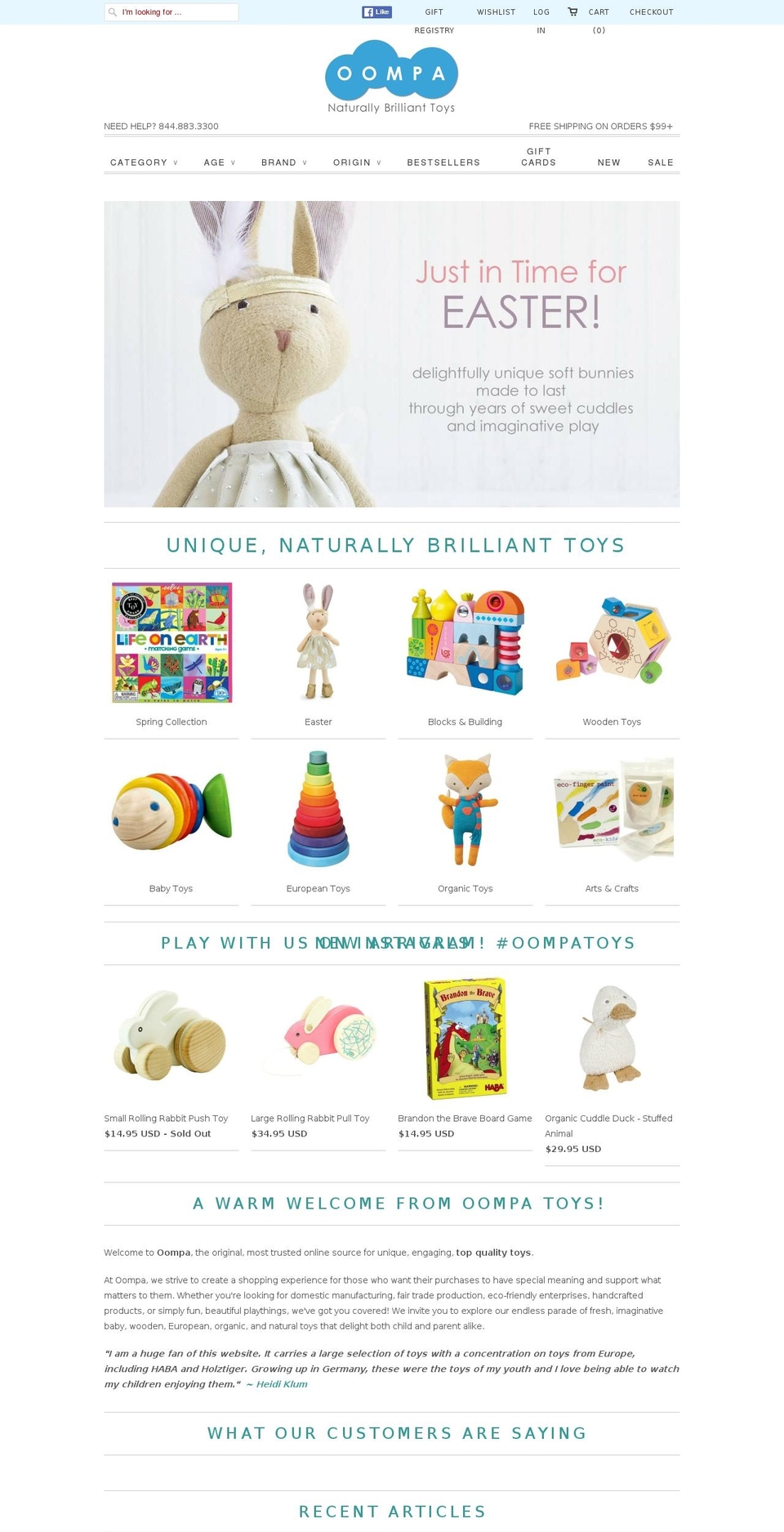 oompa-toys.com shopify website screenshot