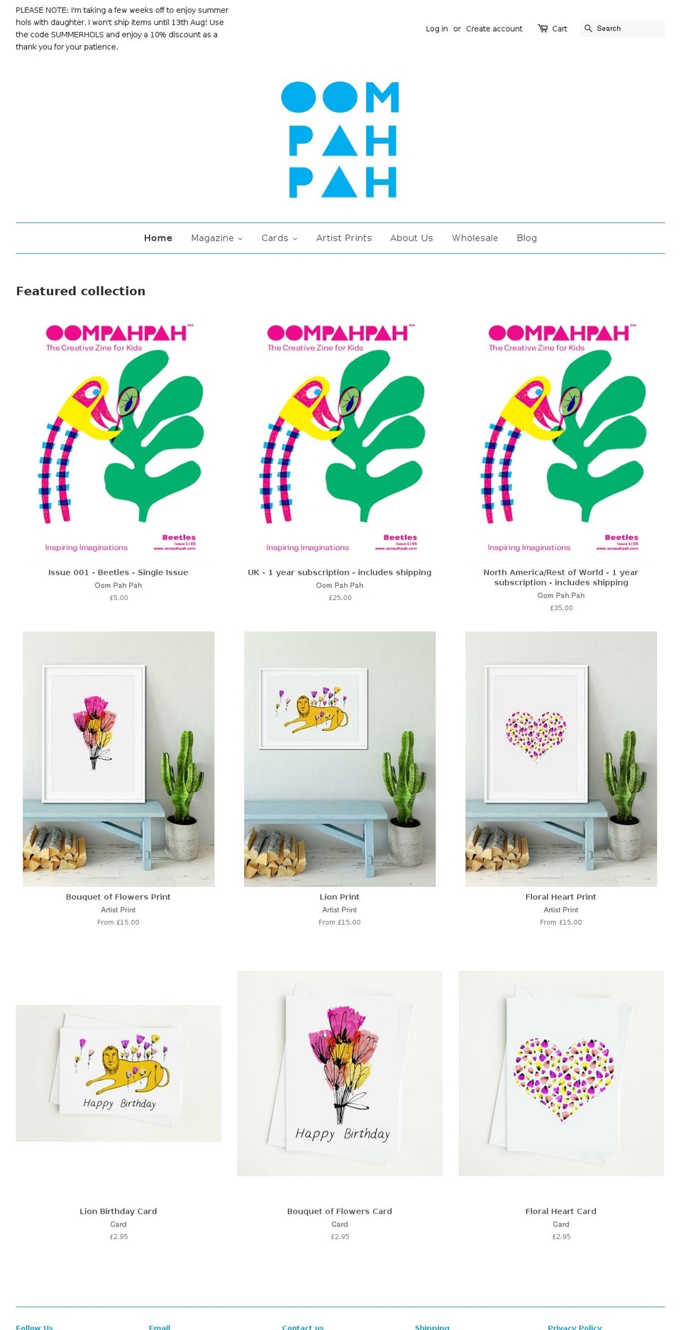 oompahpah.com — Shopify storefront screenshot